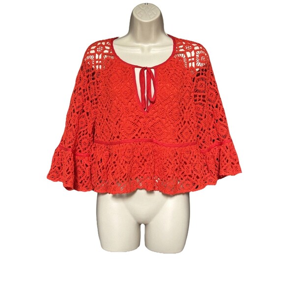NWT Cinq a Sept Size 8 Crochet Orange Red Sweater Blouse Top New - Picture 12 of 12